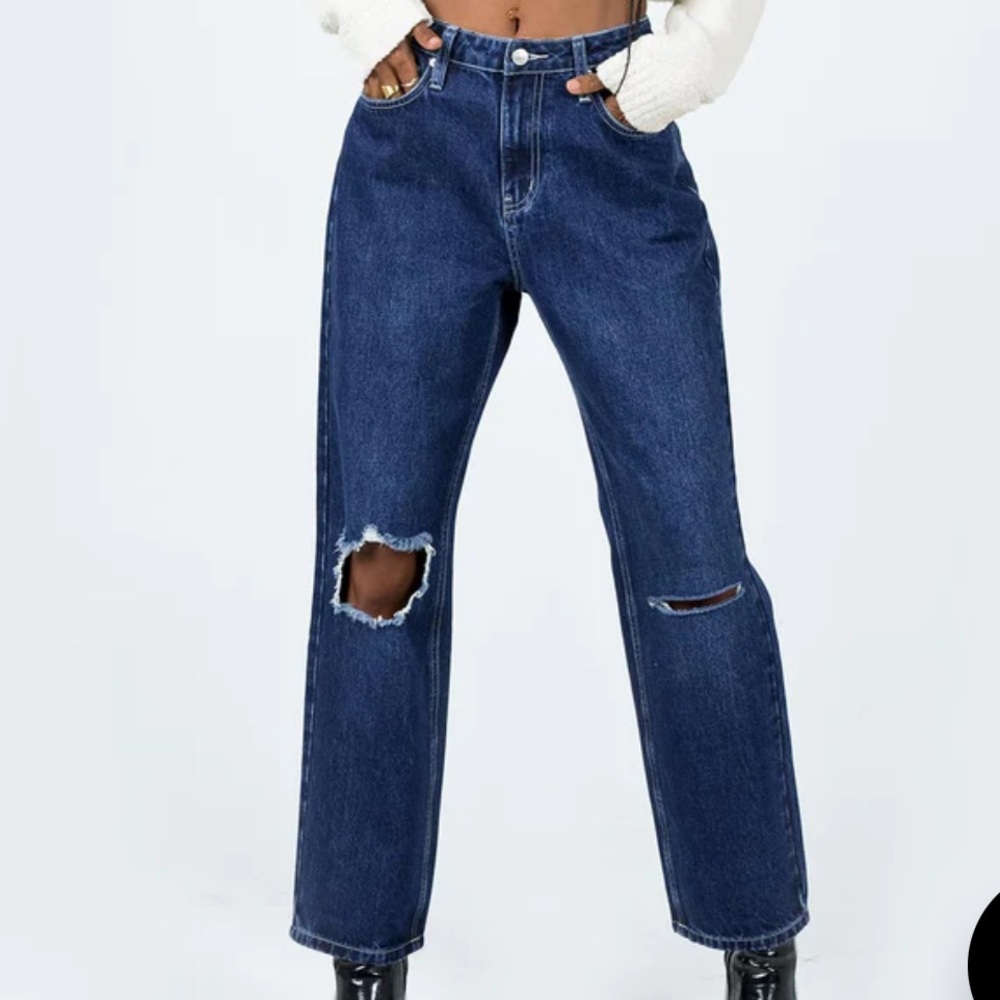 Princess Polly FAIRMOUNT STRAIGHT LEG JEAN DARK WASH DENIM